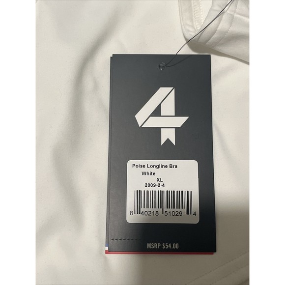 NWT Fourlaps Women’s Poise Longline Fitness Activewear White Sports Bra Sz XL - Picture 4 of 5